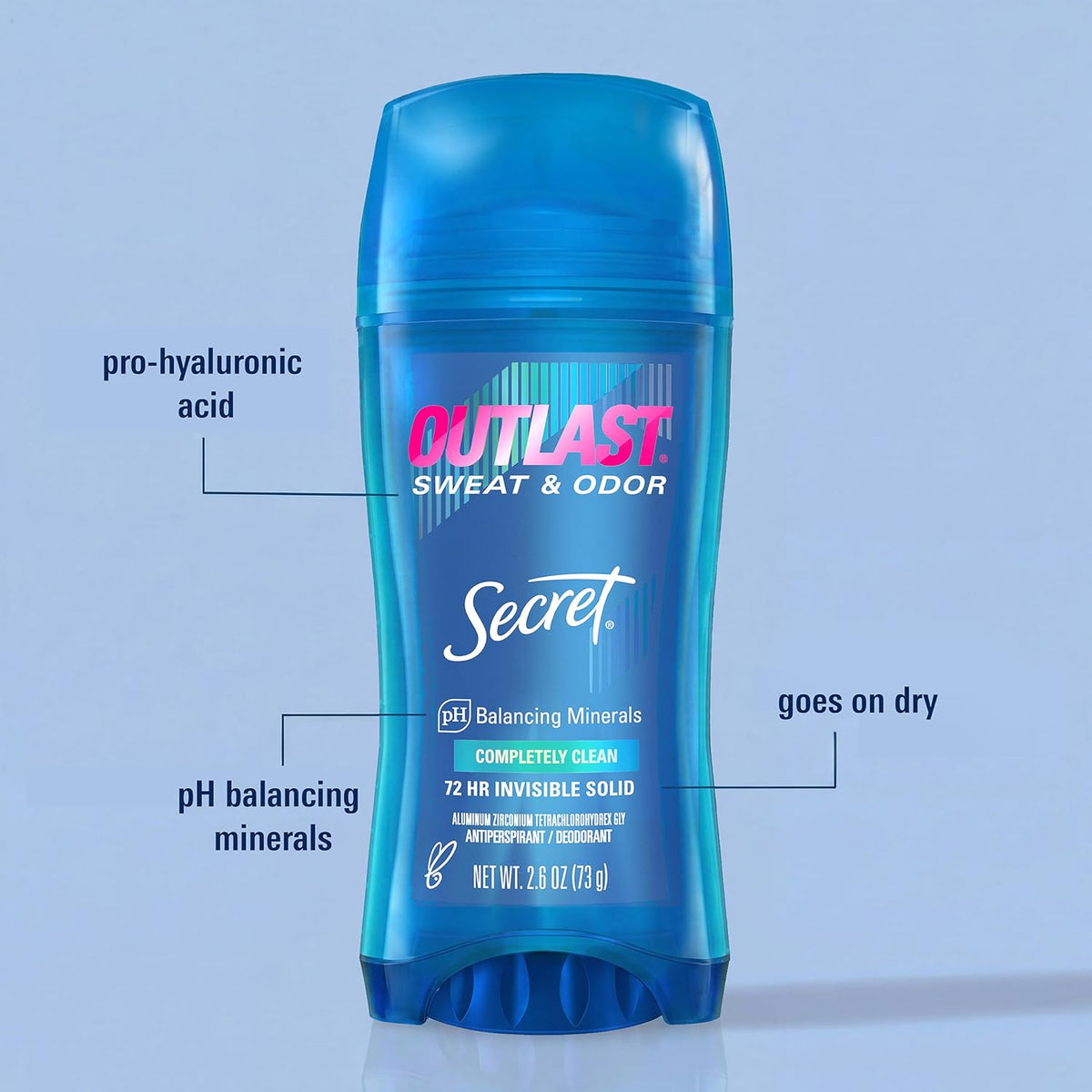 Secret Outlast Antiperspirant Deodorant, Completely Clean, 2.6 oz, Pack of 2 - view 2