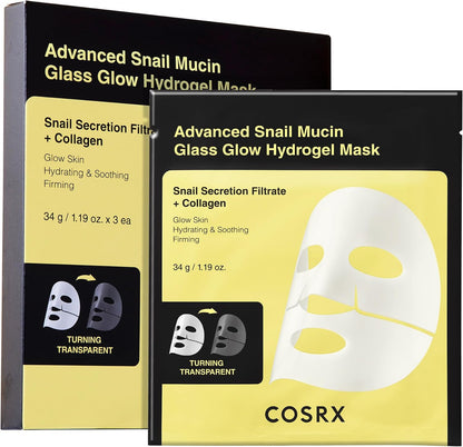 COSRX Advanced Snail Mucin Glass Glow Hydrogel Face Masks, Pack of 3