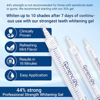 Ganencsnc Teeth Whitening Gel Refill Syringes 44% Carbamide Peroxide 10 x 3ml