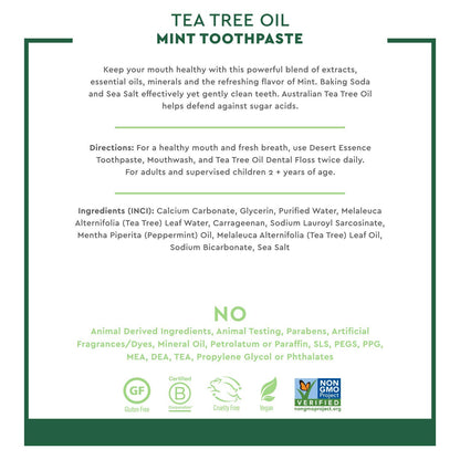 Desert Essence Natural Tea Tree Oil Mint Toothpaste, 6.25 oz - view 3