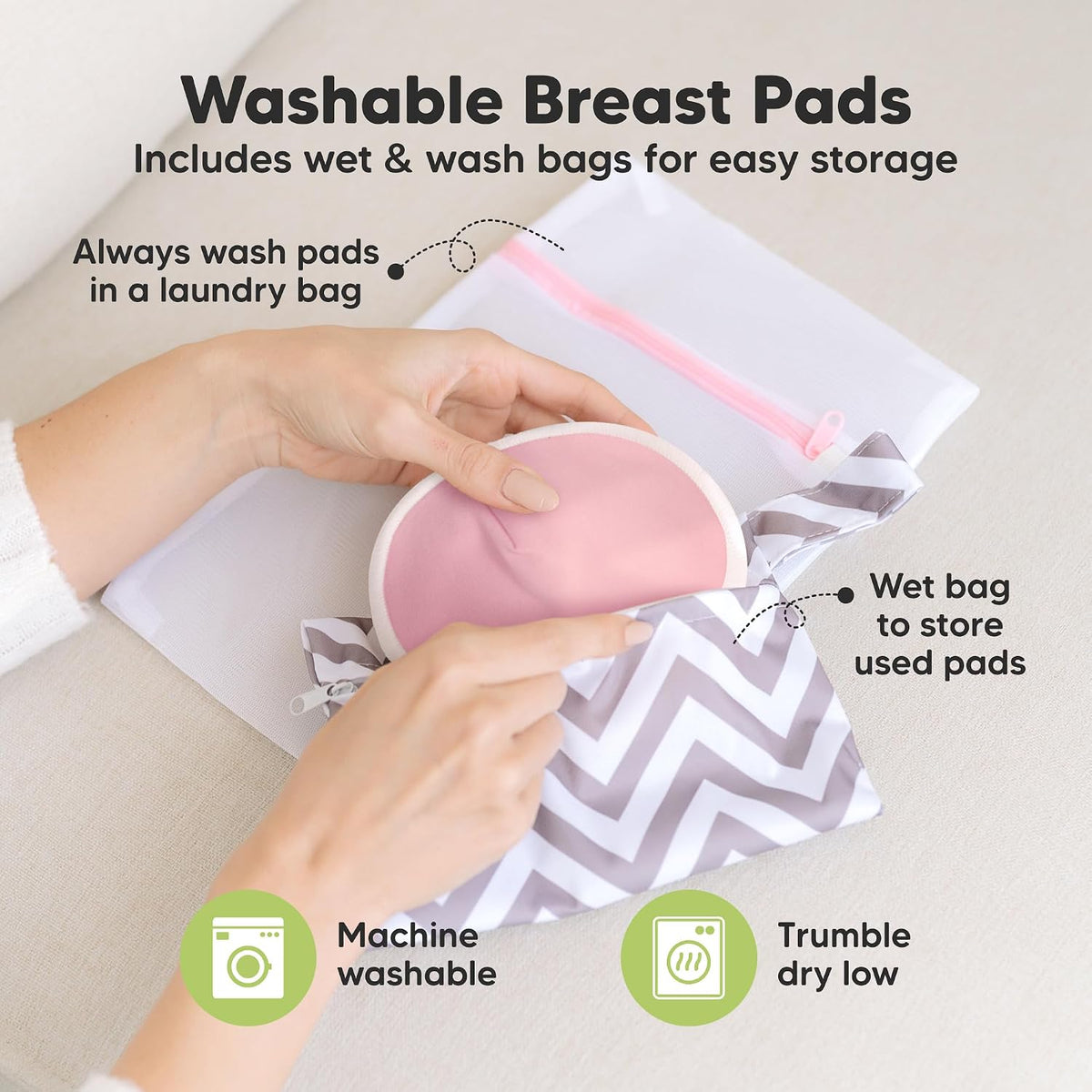 KeaBabies Washable Nursing Pads, 14 Pack, Large 5 Inch, Pastel Touch - view 4