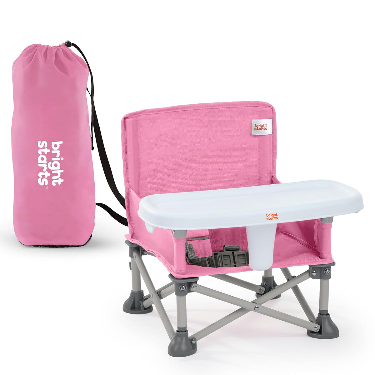 Bright Starts Pop 'N Sit Portable Booster Seat, Pink, 6 Months to 3 Years