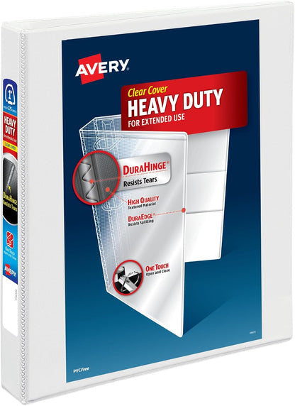Avery Heavy-Duty View 3 Ring Binder, 1 Inch EZD Rings, White