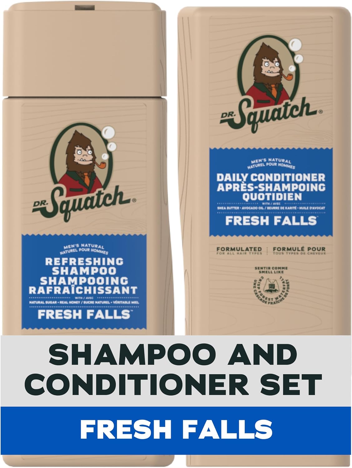 Dr. Squatch Natural Men's Shampoo & Conditioner Set Fresh Falls