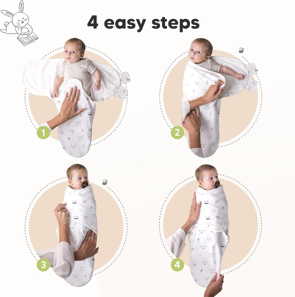KeaBabies Organic Cotton Baby Swaddles, 0.5 TOG, Nordic, 0-3M, Pack of 3 - view 3