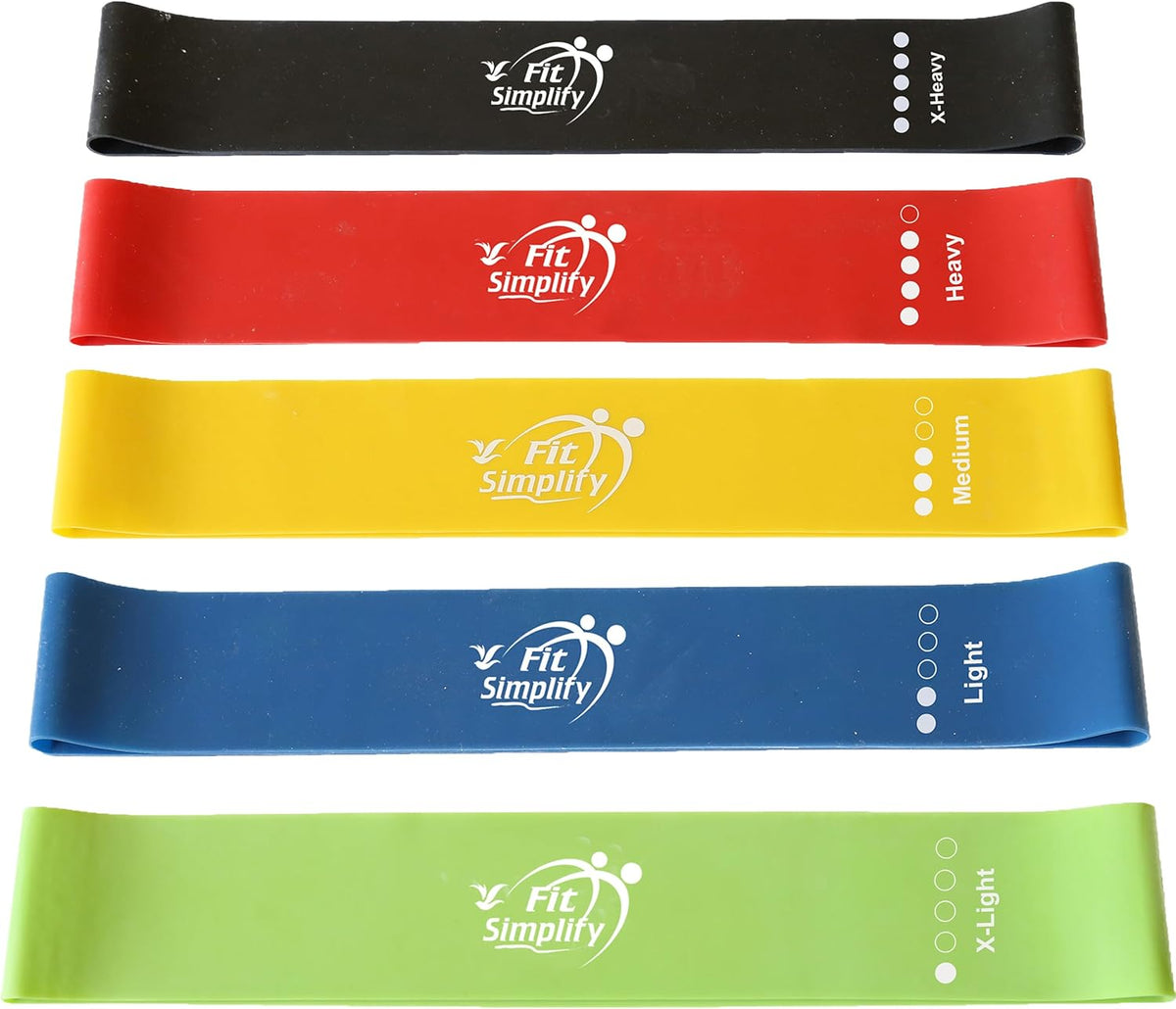 Fit Simplify Resistance Loop Exercise Bands Set of 5 with Guide and Carry Bag - view 2
