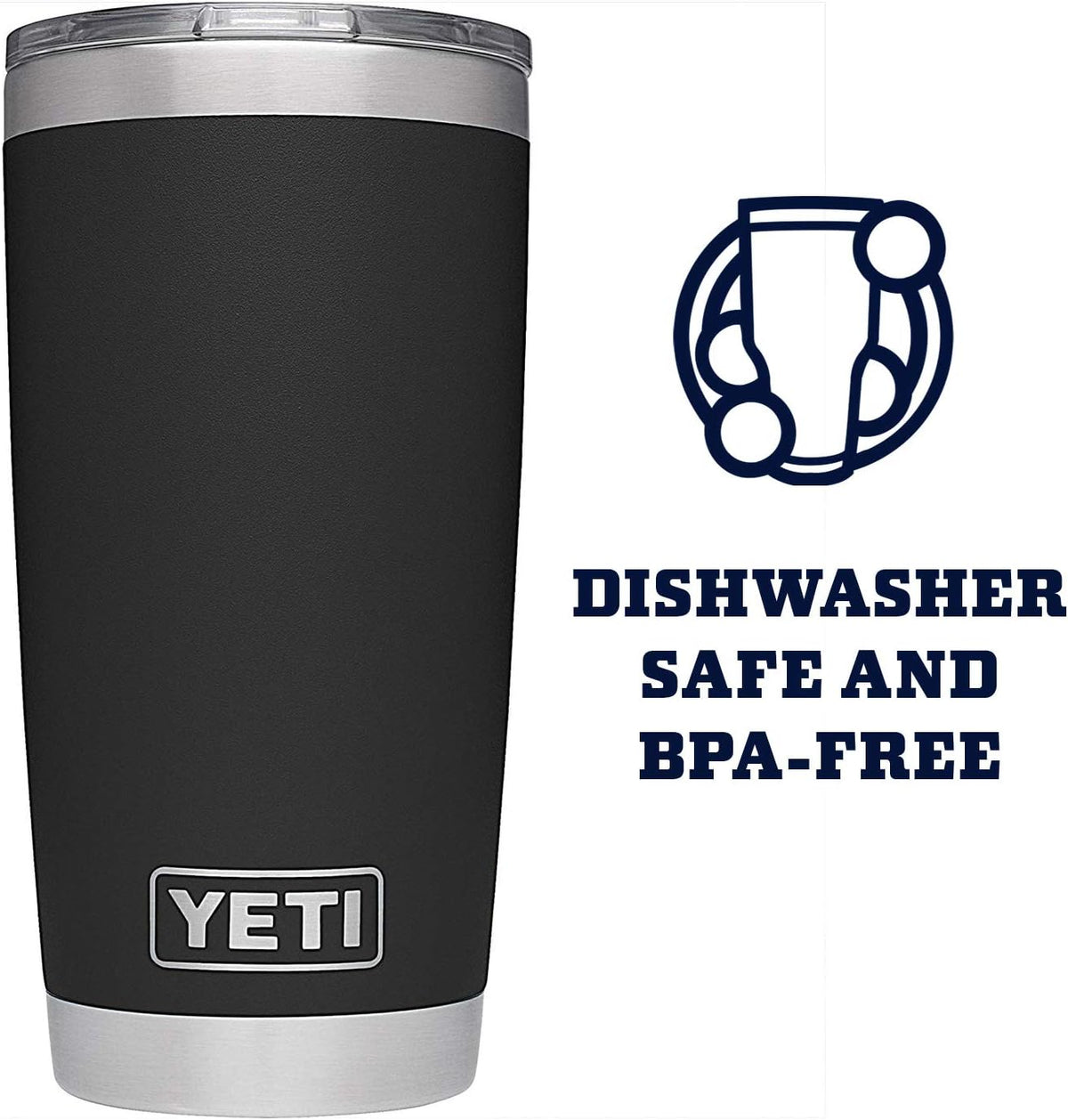 YETI Rambler 20 oz Tumbler, Stainless Steel, MagSlider Lid, Black - view 4
