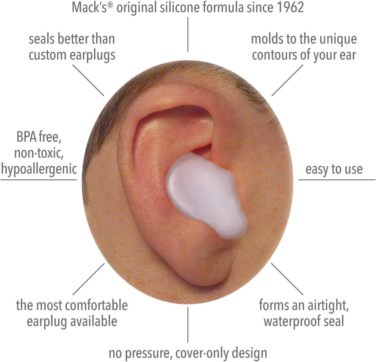 Mack's Pillow Soft Silicone Earplugs, 6 Pairs (12 Count) — alternate product view