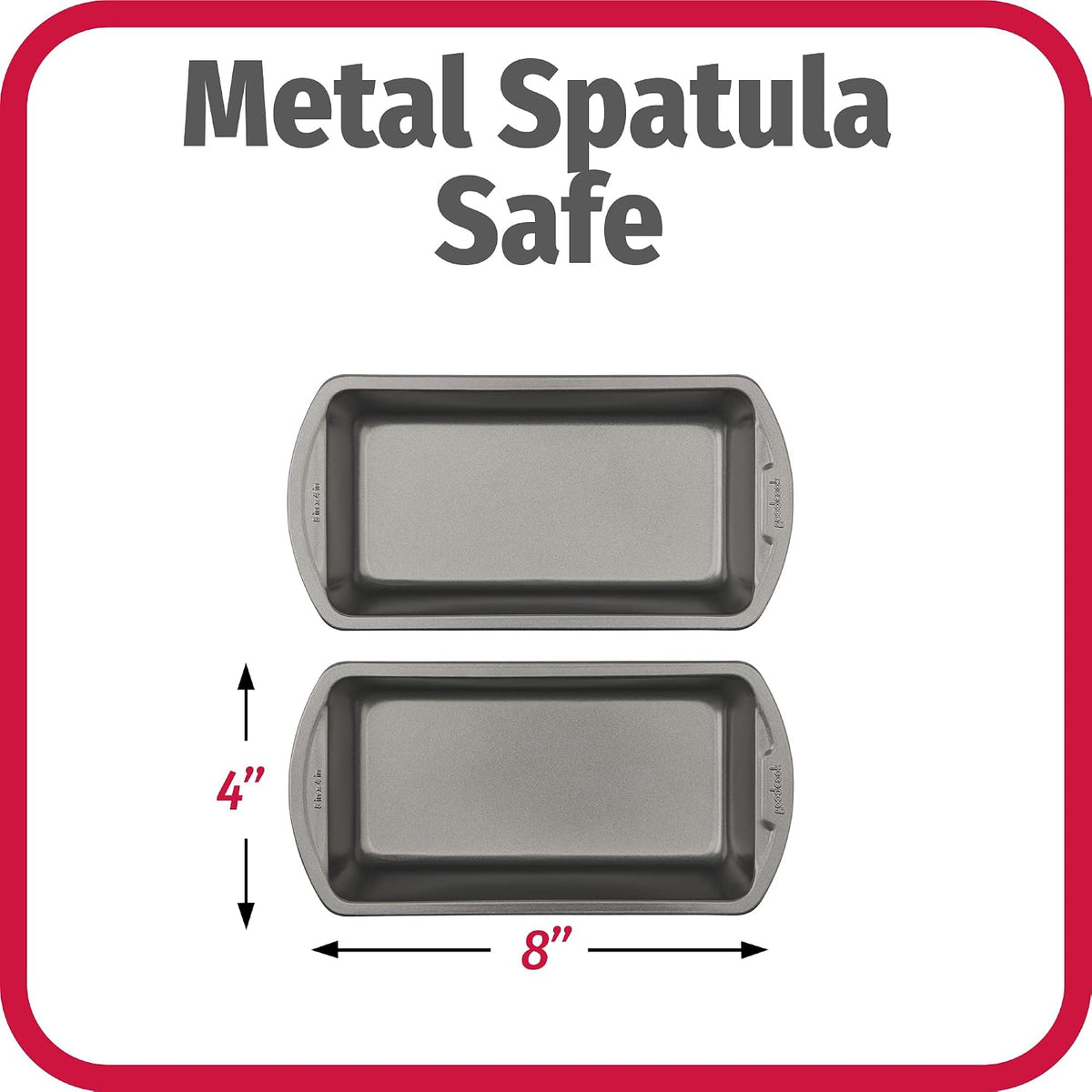 GoodCook Nonstick Loaf Pans, 8 x 4 Inch, Heavy-Duty Steel, Set of 2, Gray - view 5