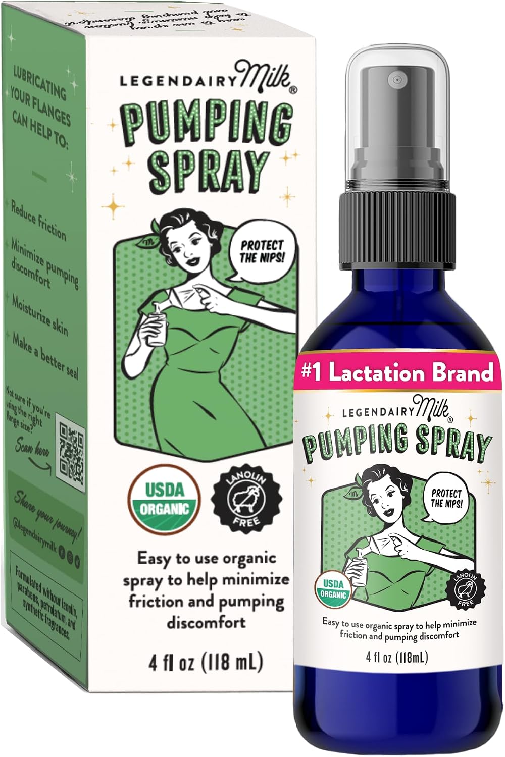 Legendairy Milk Organic Pumping Spray, Lanolin-Free, 4 oz