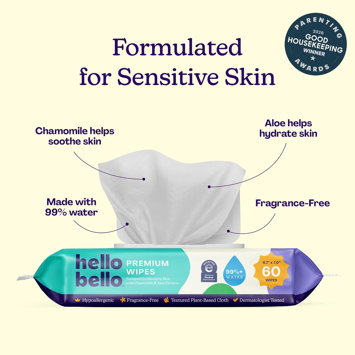 Hello Bello Premium Fragrance-Free Baby Wipes, Chamomile and Aloe, 720 Wipes — alternate product view