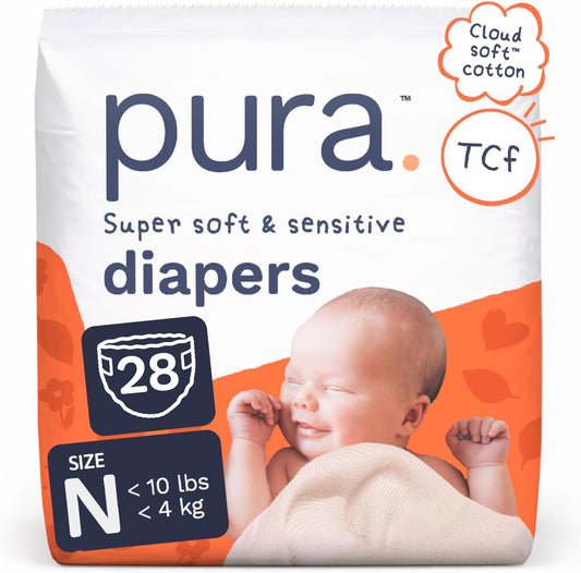 Pura Newborn Nappies Size 0 (N), Under 4kg, 28 Count