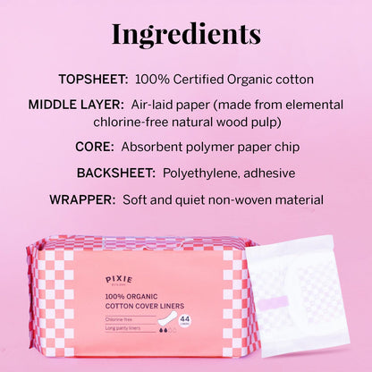 Pixie Organic Cotton Panty Liners, Long Wrapped, 44 Count - view 6