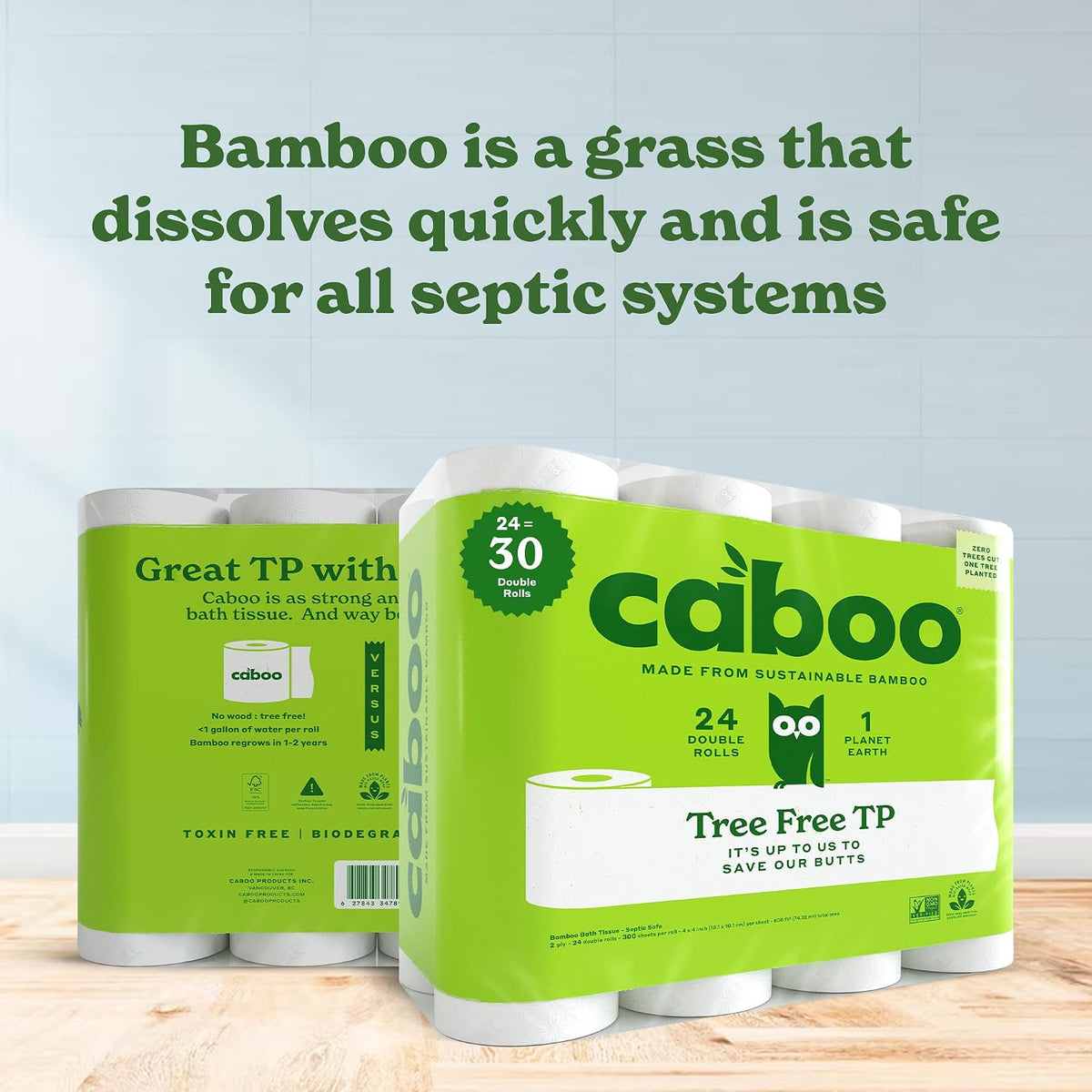 Caboo Tree-Free Bamboo Toilet Paper, 24 Double Rolls, 2-Ply - view 6