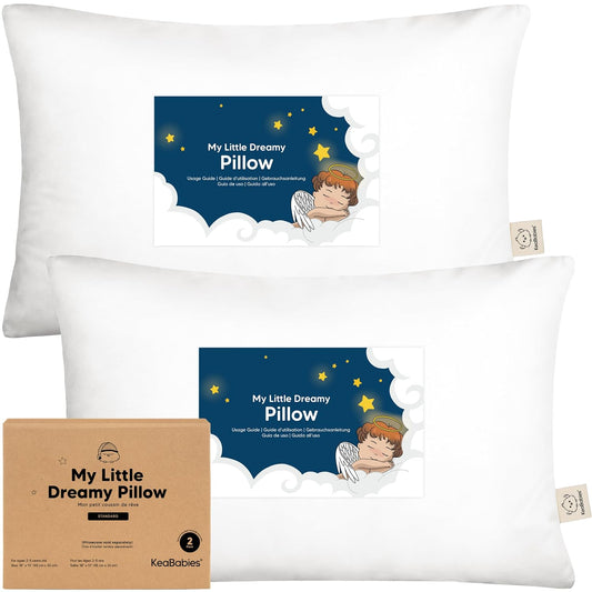 KeaBabies Toddler Pillows 13 x 18 Inch, Pack of 2, Soft White