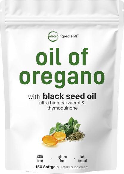 Micro Ingredients Oil of Oregano with Black Seed Oil, 150 Softgels