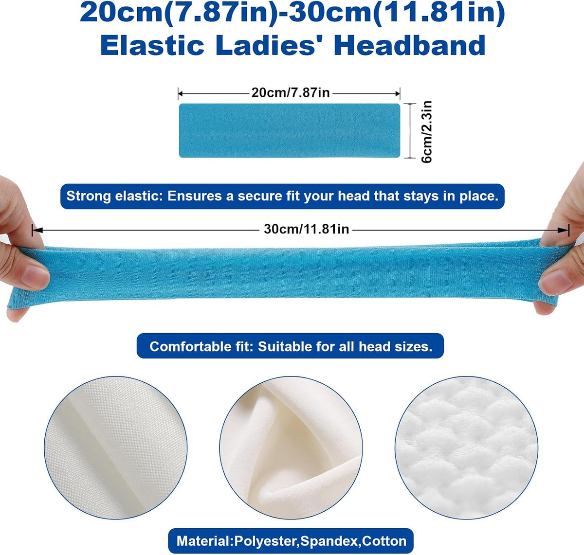 23 Pack Stretchy Cotton Headbands for Women, Assorted Colours - view 3