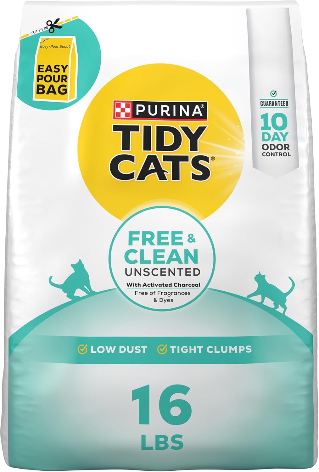Purina Tidy Cats Free and Clean Unscented Clumping Cat Litter, 16 lb