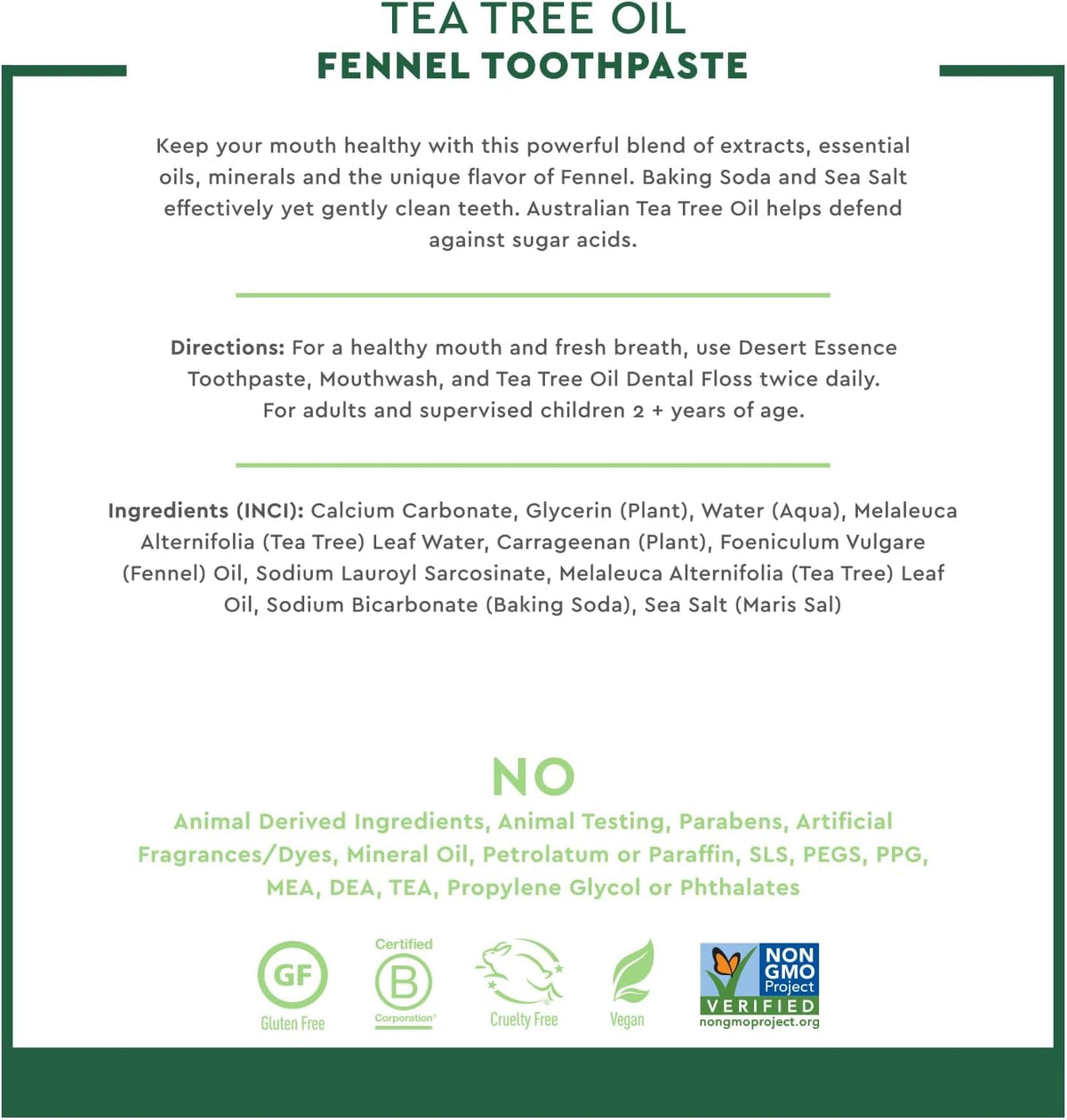 Desert Essence Natural Tea Tree Oil Toothpaste, Fennel, 7 oz (130 ml) - view 2