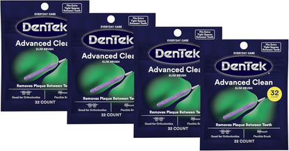 DenTek Advanced Clean Slim Brush Interdental Cleaners, 32 Count, Pack of 4