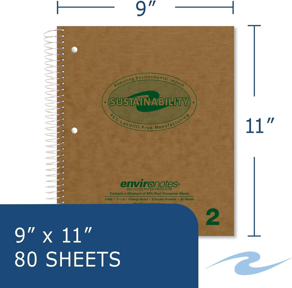 Roaring Spring Environotes Recycled Two Subject Notebook, 80 Sheets - view 2