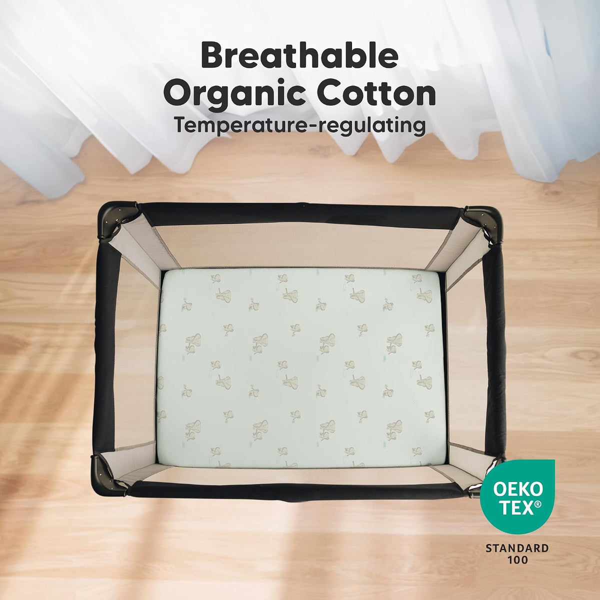 KeaBabies Mini Cot Sheets, Fitted, 38 x 26 Inch, Pack of 2, Elly - view 2