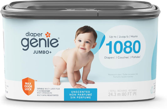 Diaper Genie Jumbo+ Square Refill, Continuous Film, 1080 Newborn Nappies