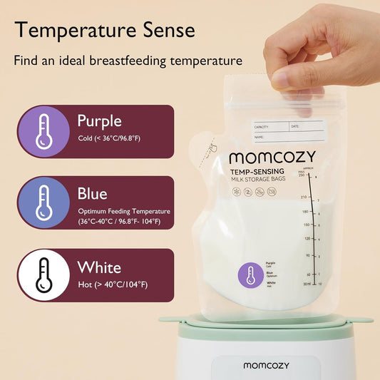 Momcozy Breast Milk Storage Bags, 8 oz (240 ml), Temp-Sensing, 120 Count - view 2