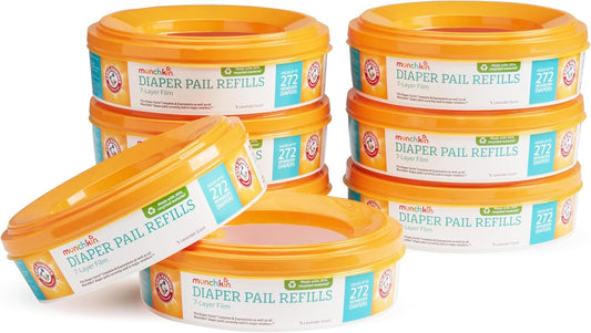Munchkin Arm & Hammer Nappy Pail Refills, Lavender, 8 Pack