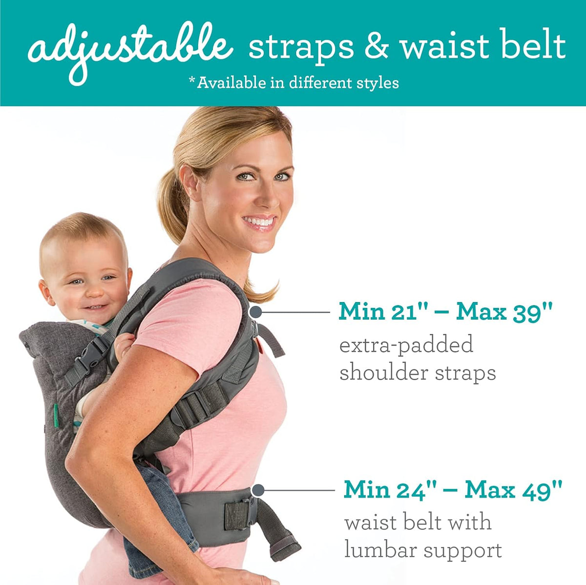 Infantino Flip Advanced 4-in-1 Baby Carrier, Grey, 3.6-14.5 kg - view 3