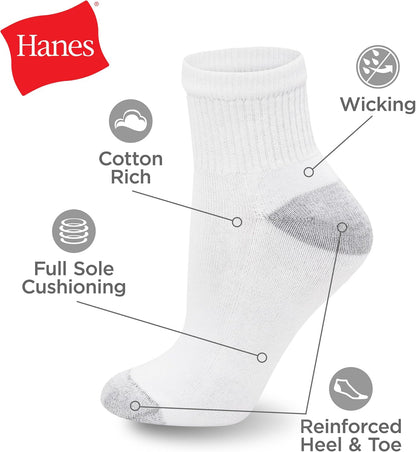 Hanes Women’s Value Ankle Soft Moisture-Wicking Socks, 10 Pack, White, 5-9 US - view 4