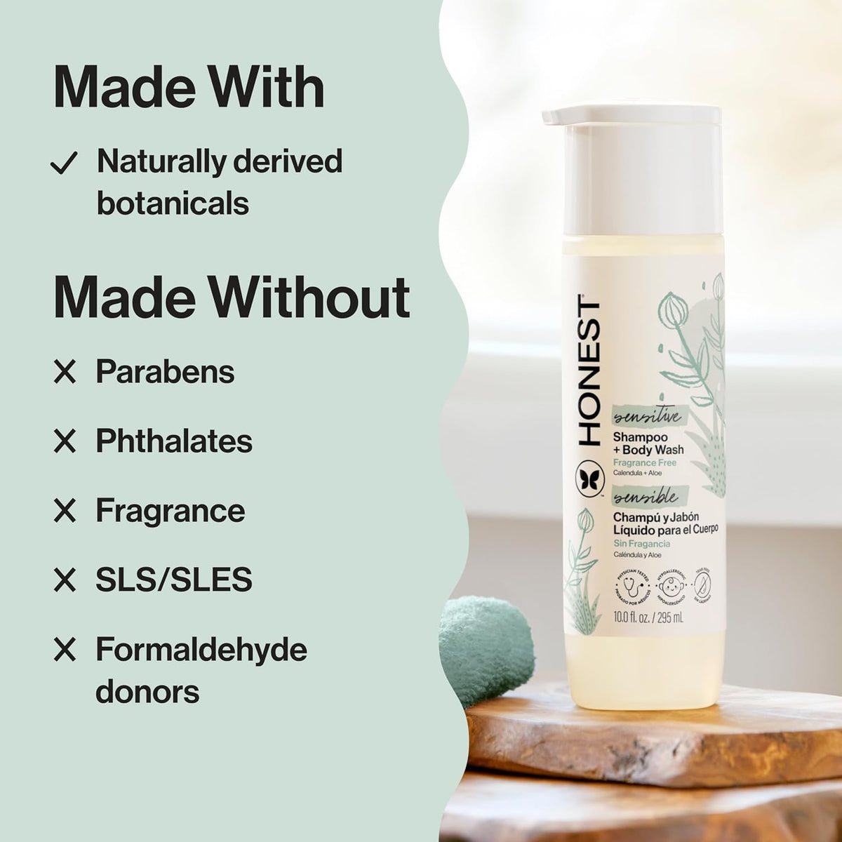 Honest Purely Sensitive Shampoo and Body Wash, Fragrance Free, 10 oz - view 4