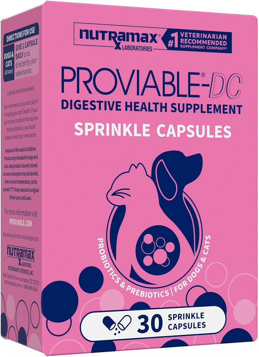 Nutramax Proviable Probiotics for Dogs and Cats, 30 Sprinkle Capsules — product view