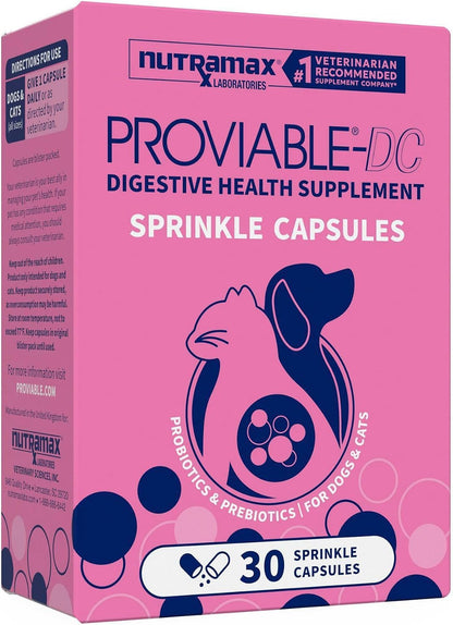 Nutramax Proviable Probiotics for Dogs and Cats, 30 Sprinkle Capsules