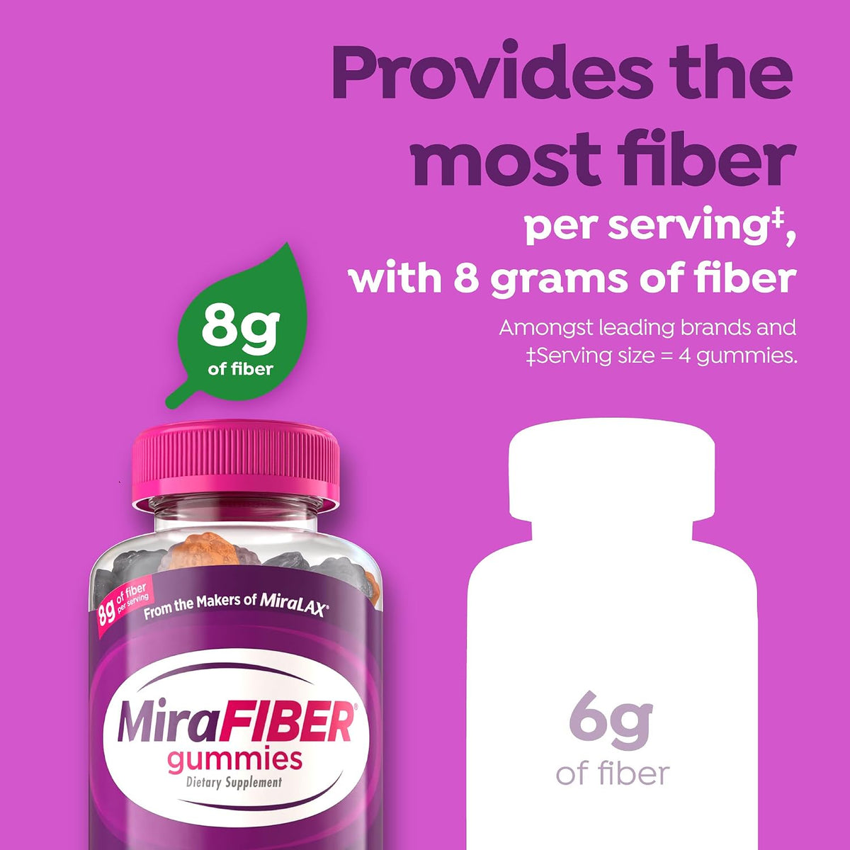MiraLAX MiraFIBER Prebiotic Fibre Gummies, Mixed Fruit Flavour, 72 Count - view 4