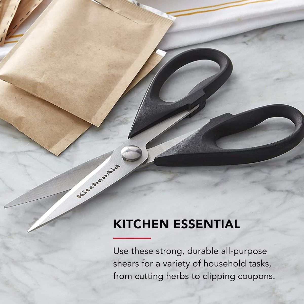 KitchenAid All Purpose Kitchen Shears with Sheath, 8.72 Inch, Black - view 2