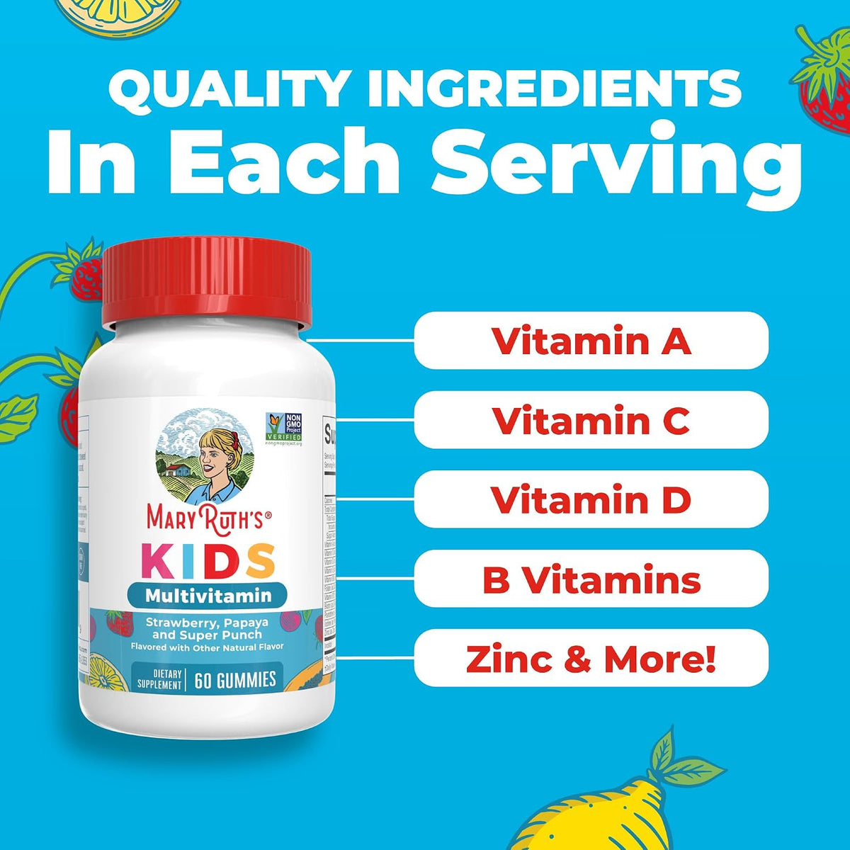 MaryRuth's Kids Multivitamin Gummies, Sugar Free, 60 Gummies, Ages 4+ - view 6