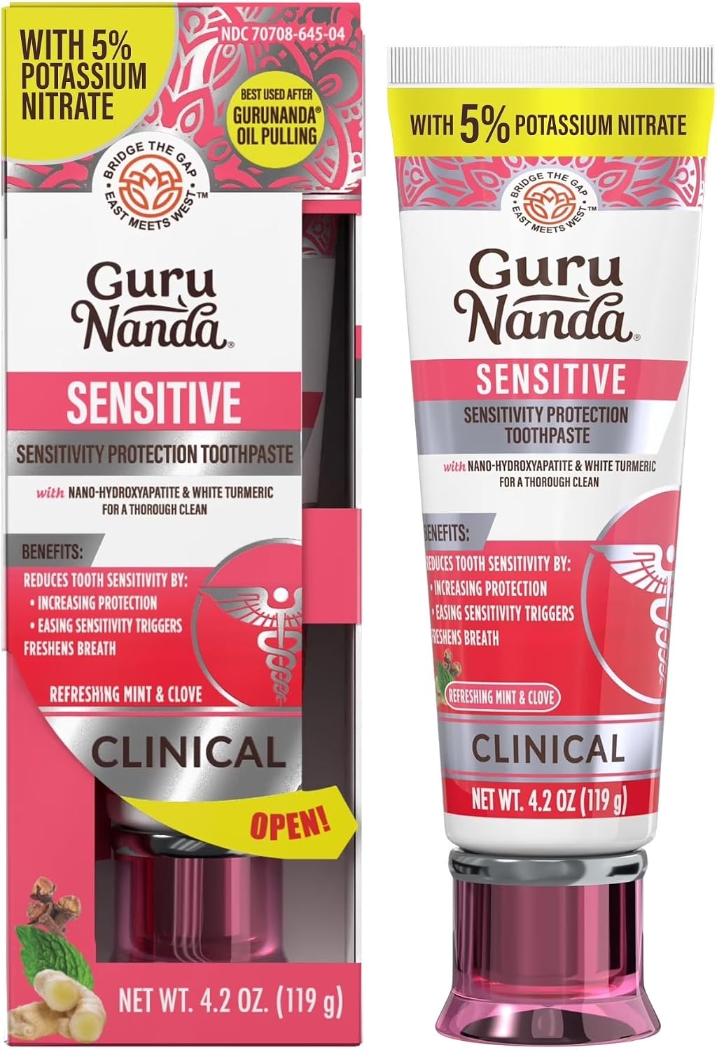 GuruNanda Sensitive Toothpaste Nano-Hydroxyapatite Fluoride Free 4.2 oz