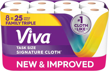 Viva Signature Cloth Paper Towels 8 Family Triple Rolls, 141 Sheets per Roll