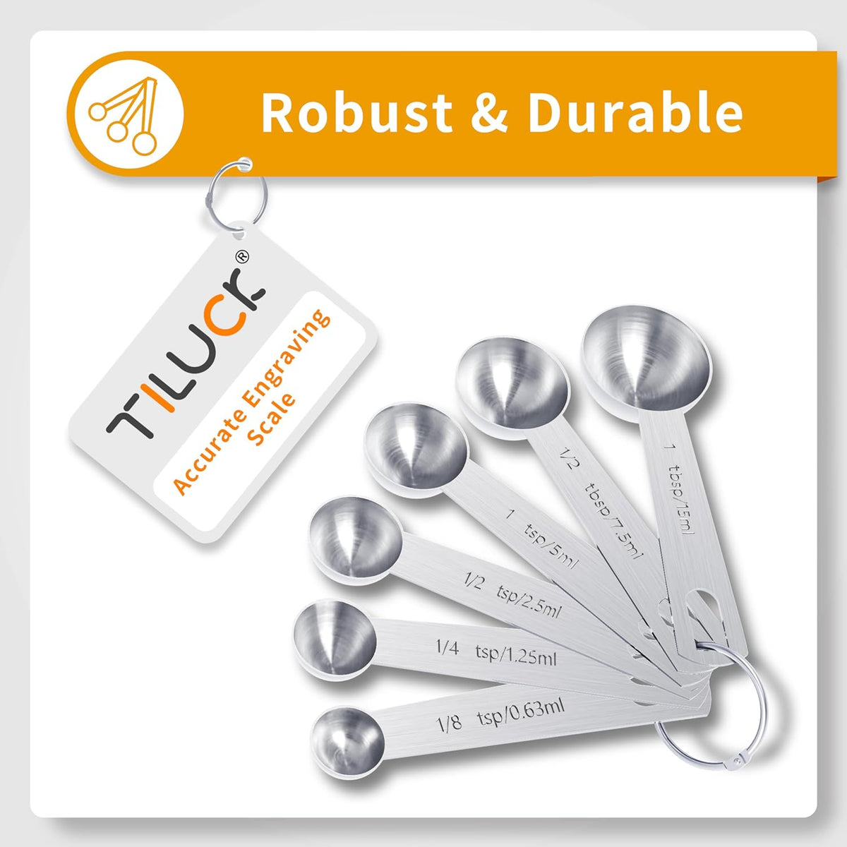 TILUCK Stainless Steel Measuring Cups and Spoons Set, 10 Piece - view 4