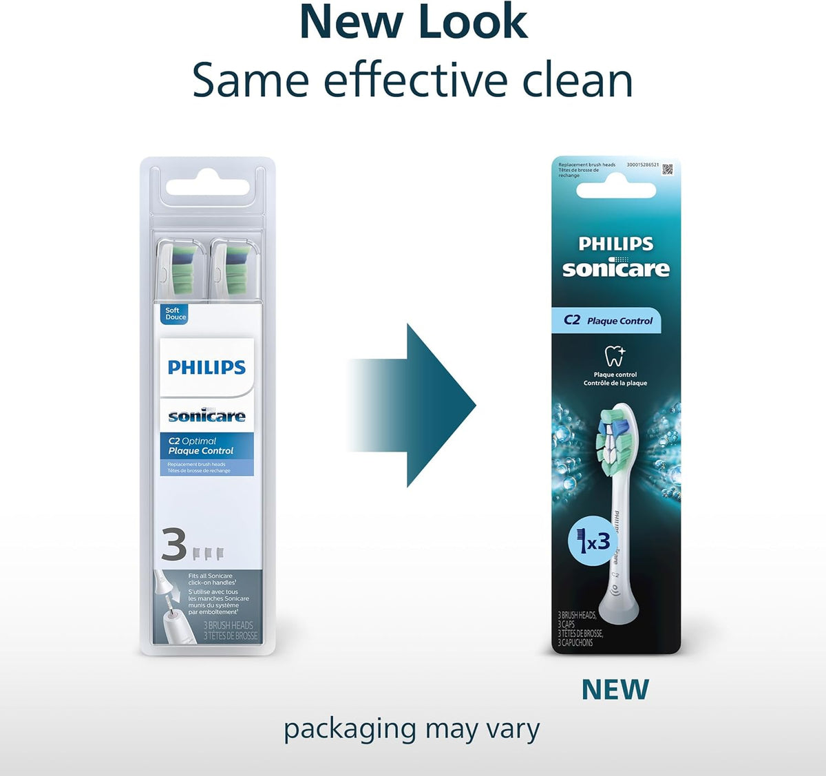 Philips Sonicare C2 Plaque Control Brush Heads, 3 Pack, White — alternate product view