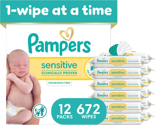 Pampers Sensitive Baby Wipes, Unscented, 672 Wipes Total
