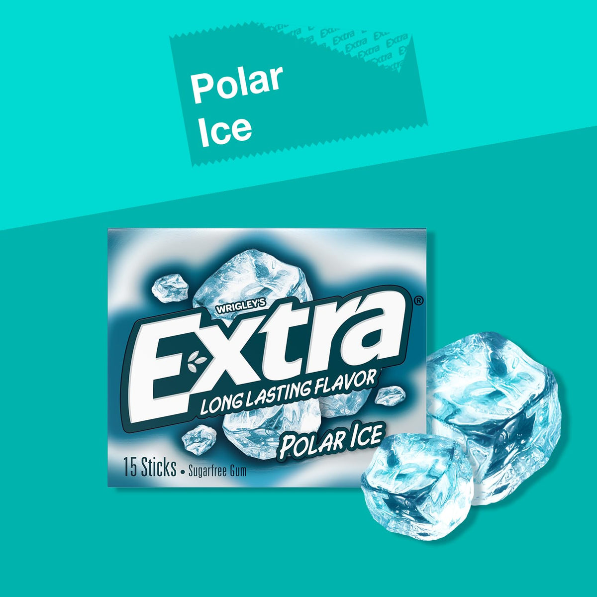 Wrigley's Extra Polar Ice Sugar-Free Chewing Gum, 15 Sticks, 10 Pack - view 3