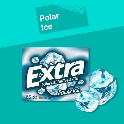 Wrigley's Extra Polar Ice Sugar-Free Chewing Gum, 15 Sticks, 10 Pack - view 3