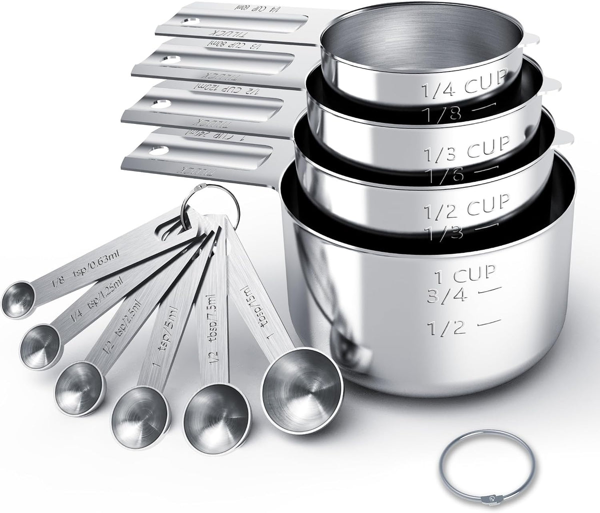TILUCK Stainless Steel Measuring Cups and Spoons Set, 10 Piece — product view