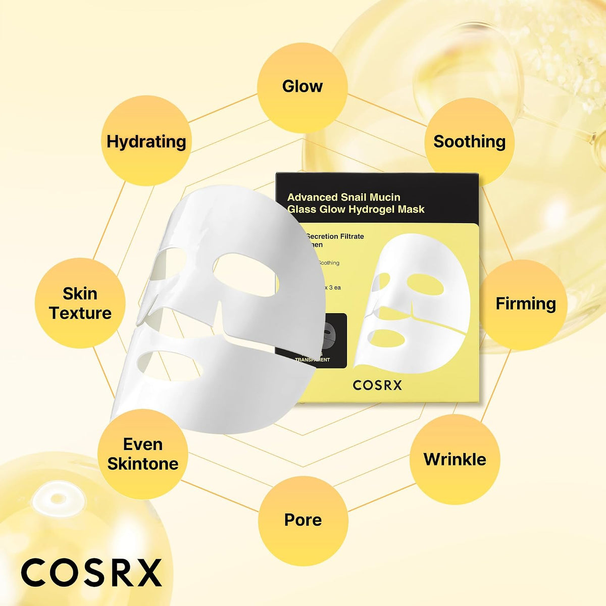 COSRX Advanced Snail Mucin Glass Glow Hydrogel Face Masks, Pack of 3 - view 5