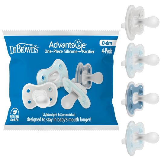 Dr. Brown's Advantage One-Piece Silicone Dummy, 0-6m, 4 Pack