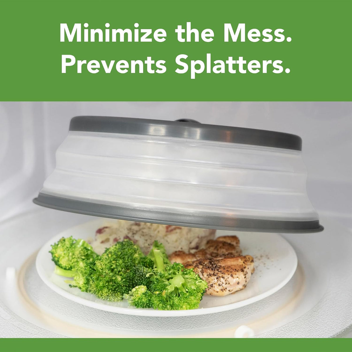 Tovolo Collapsible Microwave Splatter Cover, 10.5 Inch, Charcoal — alternate product view