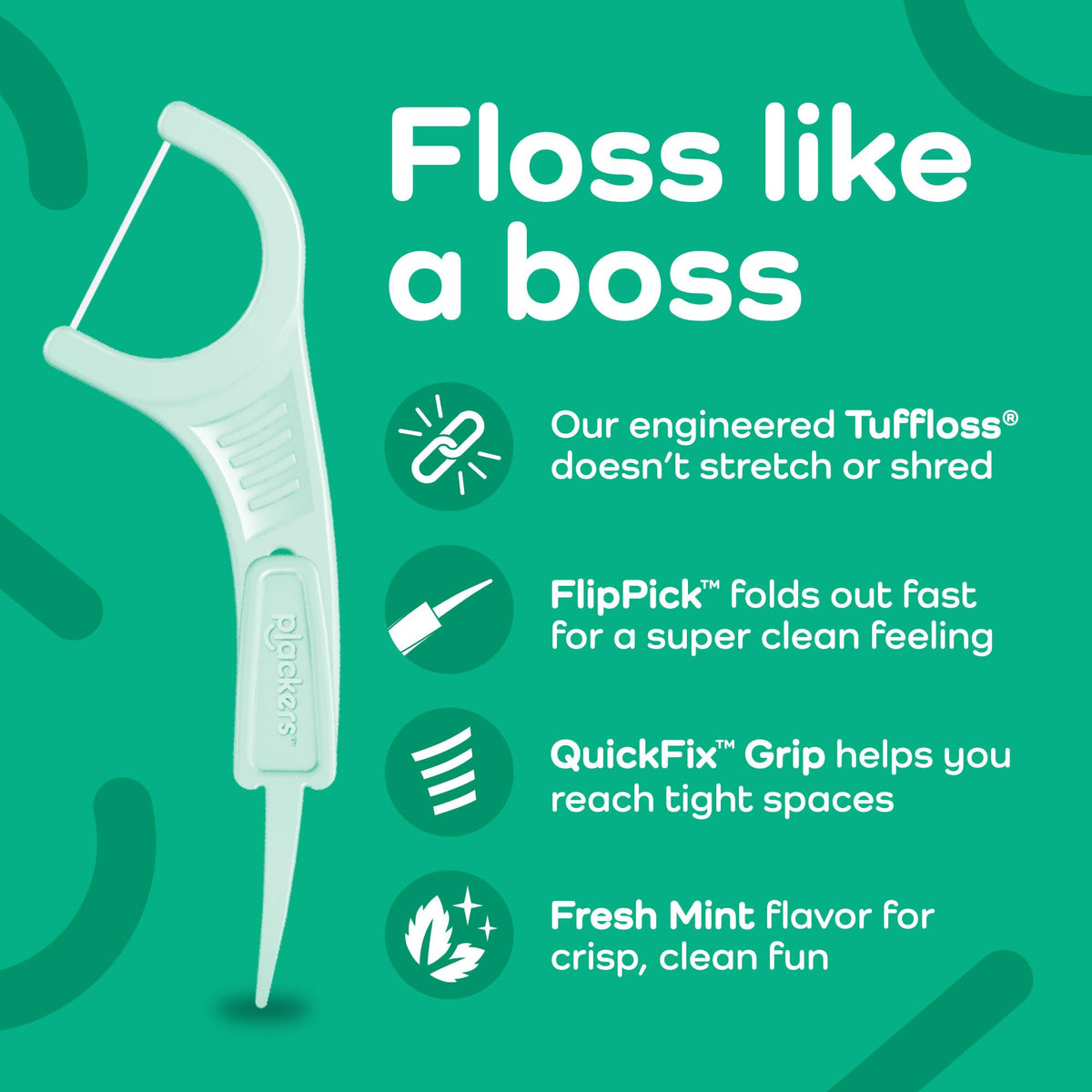 Plackers Micro Line Floss Picks, Fresh Mint, 150 Count, Pack of 4 - view 3