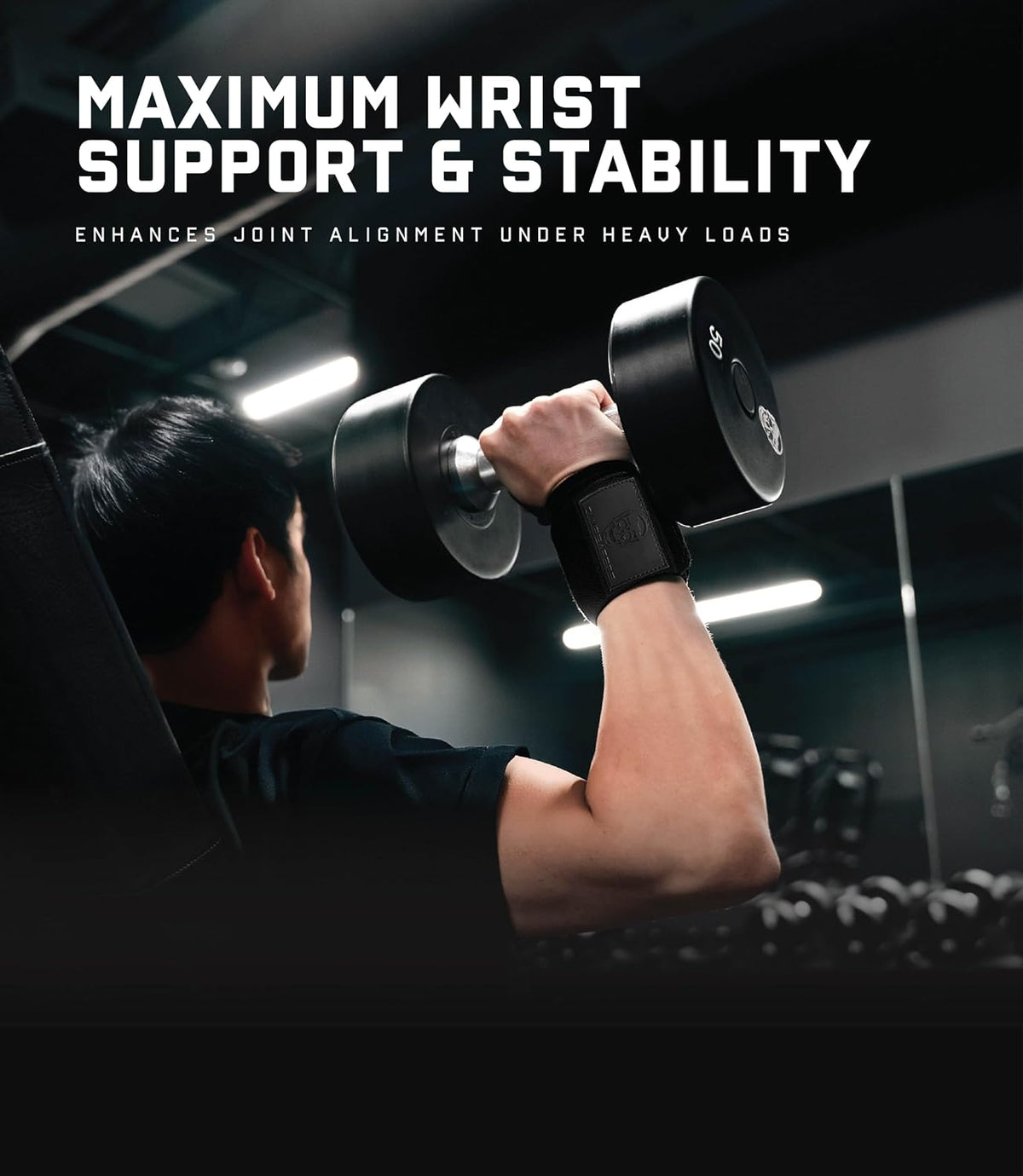 Gymreapers Weightlifting Wrist Wraps, Black, 18 Inch — alternate product view